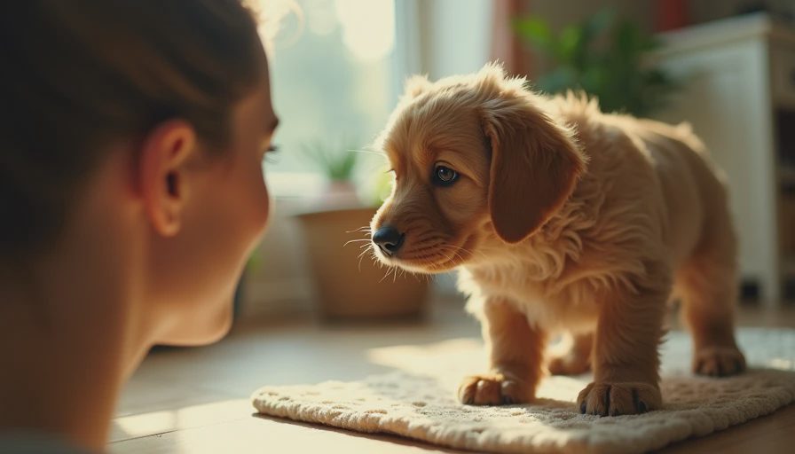 Visual context for how to potty train a rescue dog
